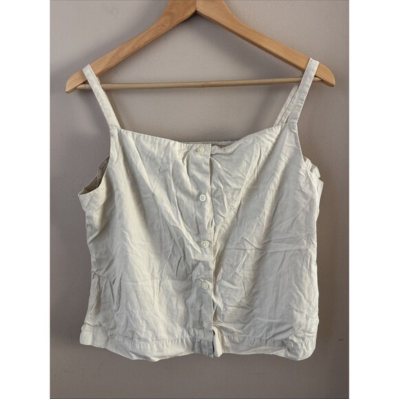 GAP Women’s Beige Floral Embroidered Tank Top Size Large Sleeveless Blouse - Picture 6 of 6